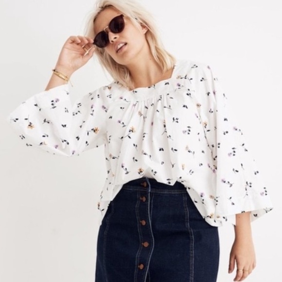 Madewell NEW Square Neck Top in Sweet Blossoms - Picture 1 of 11